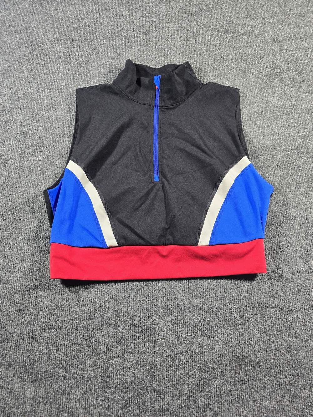 Sports Illustrated Zip Crop Top Sports Bra Workout Tank XXL Colorblock